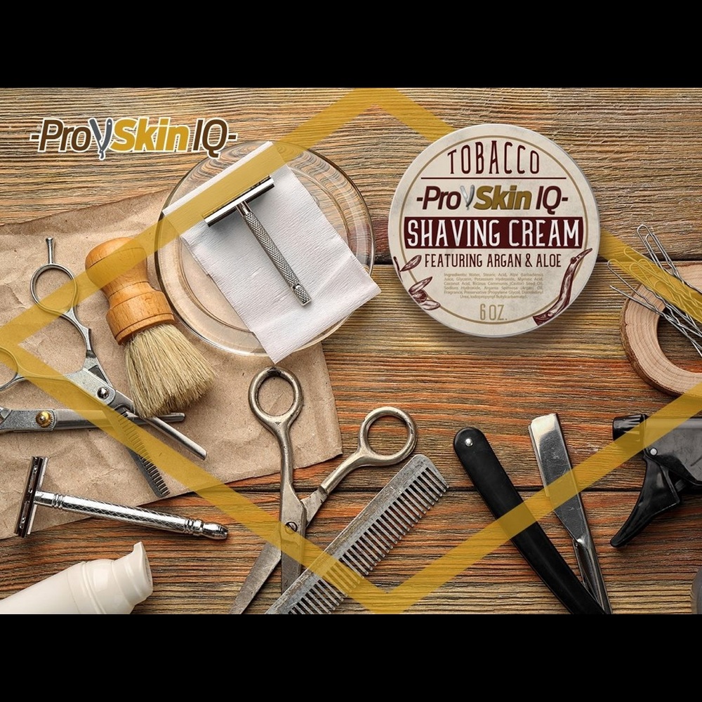 ProSkinIQ 6 oz shaving cream with TOBACCO Aroma